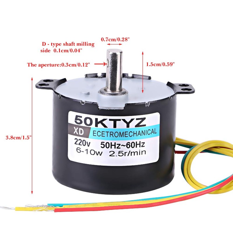 Pyramid Motor 230V, 50KTYZ AC 220V 10W 0.5A, Quiet Permanent