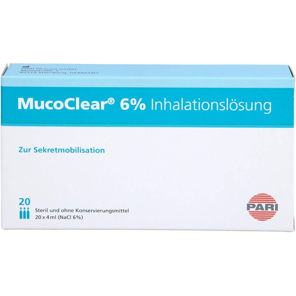 PARI MucoClear 6% Inhalation Solution – Pack of 20 – Mucus Relief & Easy Expectoration from Sinuses & Lungs – Sterile, Preservative Free – Suitable for All Ages