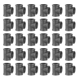 3/4" Pipe Fitting Tee, Home TZH DN20 Threaded Cast Malleable Iron Tee for Steampunk Vintage Shelf Bracket DIY Plumbing Pipe Decor Furniture (30, 3/4")