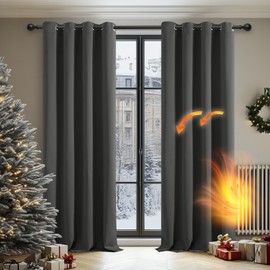 Deconovo Deconovo Thermal Insulated Blackout Curtains, Anti-Cold, Curtains for Living Room and Bedroom, Modern Design with Eyelets, 107 x 242 cm (Width x Height), Dark Grey, 2 Pieces
