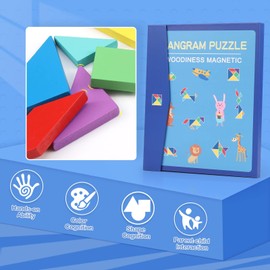 MOOKLIN ROAM Magnetic Tangram Puzzles, Educational Game Montessori, Geometric Shapes Puzzle Building Blocks, Colourful Book Shape, Children from 3 Years, Educational Toy, Puzzle Gift