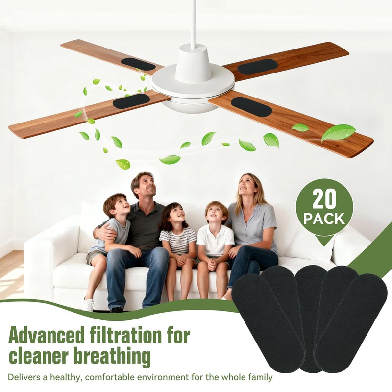 20-Piece Ceiling Fan Air Filter Pack, Fragrance-Free Activated Coconut Shell