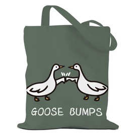Funny Goose Tote Bag Goose Bumps Pun Reusable Grocery Bags Goose Lovers Gifts for Women Friends Daughter Coworker Sisters Niece Beach Bag Humor Animal Weekender Bag for Christmas Birthday Gifts