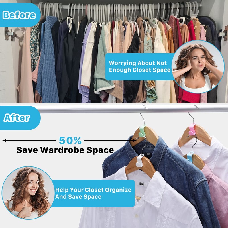 Erinnmy 200PCS Clothes Hanger Connector Hooks,Space Saving Hanger Hooks,Heavy Duty