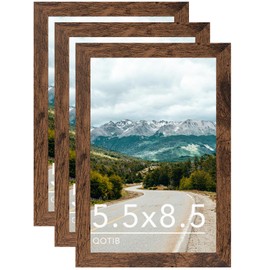 QOTIB 5.5x8.5 Picture Frame Deep Brown for Wall Hanging or Tabletop, Wood 5.5 x 8.5 Frame Photo Frame for Wall Horizontally or Vertically, Deep Brown, 3 Pack
