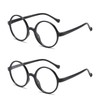 YSJCHEBS Pack of 2 retro round glasses, nerd glasses, round frame glasses, glasses without glass, fake glasses, black
