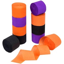 Belerry 10 Rolls Party Decorations Halloween Crepe Paper Streamers, Halloween Party Streamers, 810-Feet Black Orange Purple Hanging Streamers, No Accidental Rips Crepe Paper for Indoor Outdoor Decor