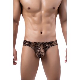 Maiclaice Men's Ice Silk Low Rise Leopard Bikini Briefs Underwear Black Medium