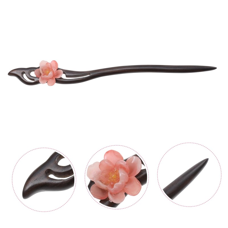 PACKOVE Handcrafted Ebony Hair Chopsticks Floral Hairpin Classical Chinese Hair
