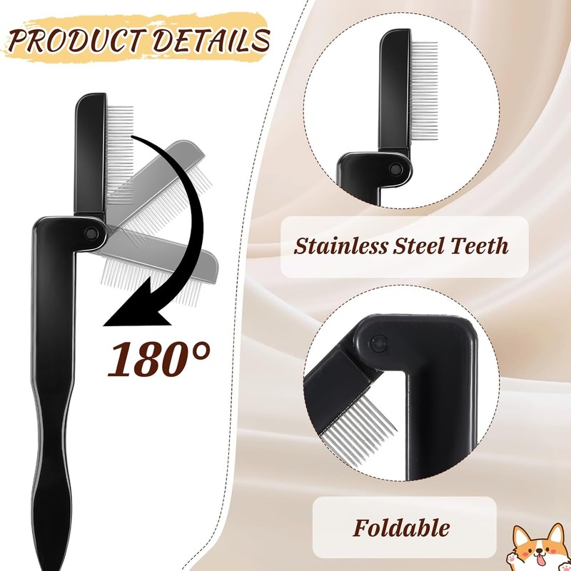 2Pcs Folding Eyelash Comb Stainless Eyelash Separator Teeth Eye Lash