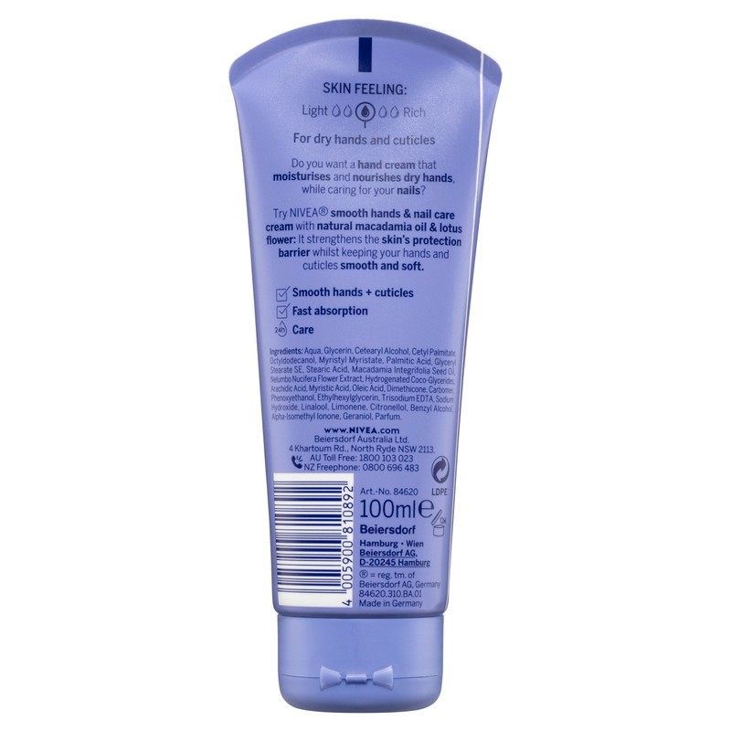 NIVEA Smooth Hand Cream & Nail Care 100ml