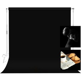 Selens 200x100cm Black Photography Backdrop Background Velvet Screen Fabric Wrinkle Resistance 6.6x3.3ft for Photo Studio Portrait Product Props Pet Webcast Backdrop Stand Frame Shooting Washable