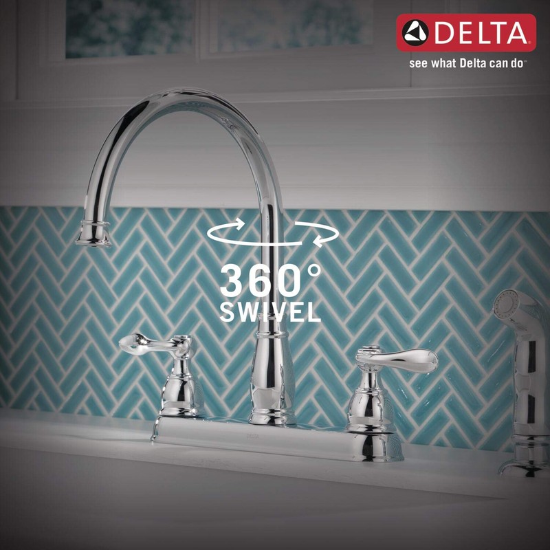 Delta Windemere Chrome Kitchen Faucet with Side Sprayer, Traditional 4