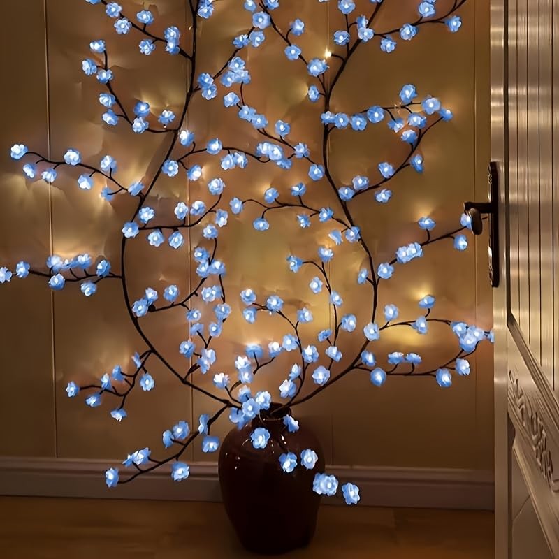 Blue Cherry Blossom LED Lights for Bedroom Decor, BomKra Cherry