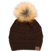 CC Fur Pom Winter Fall Trendy Chunky Stretchy Cable Knit