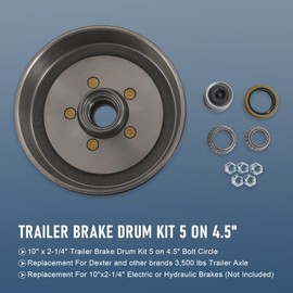 JDMSPEED New Trailer Brake Hub Drum 10" X 2-1/4" Kit 5 on 4.5" Replacement for 3500 Lbs Axle - 22001K 008-247-05, 84546