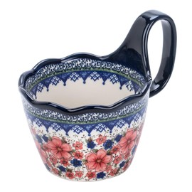 OZY Handpainted Soup Bowl with Handle,Ceramic Cereal Bowl Great for Soup, Ice cream, Fruits,Snack,Microwave &Dishwasher Safe (Snow Ink Plum Pink)