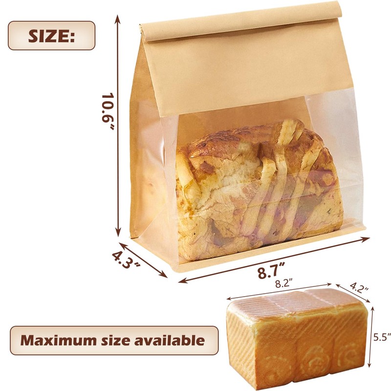 Heavy Duty Large Kraft Paper Bread Bags with Tin Tie