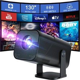 Projector 4K Mini Portable Projector with WiFi and Bluetooth, Smart 1080P Support, Auto Keystone Video Projector for Bedroom Home Outdoors