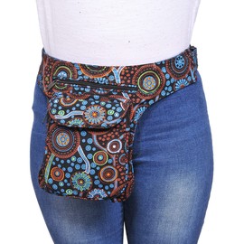 The Collection Royal Handmade Festival Waistpack Boho Hippie Waist Bag Hip Bum Running Belt Fanny Pack Travel Utility Belt (Blk+Mul)