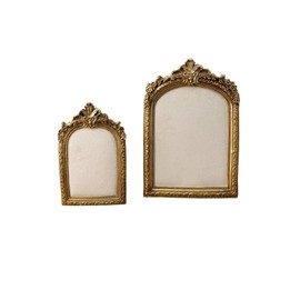 Two-Piece Gold Resin Jewelry Display Stand, Vintage Photo Frame Earring Holder, Velvet Necklace Storage Box, Elegant Décor for Jewelry and Collectibles