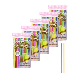 Strix Design MB-262 Colorful Palette Straws, 600 Pieces (120 Straws x 5 Pieces), 6.5 inches (16.5 cm), Diameter 0.2 inches (4 mm), Large Capacity, Events, Parties, Outdoors, Straight, Short