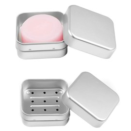Pack of 2 Aluminium Soap Boxes, Moisture-Resistant, Rustproof Metal Soap Dish, Shaving Soap Box, Ideal for Use at Home or Travel, Soap Box