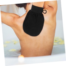 Healvian 3pcs Bath Exfoliating Scrub Gloves Black Shower Scrubber for Dead Skin Removal Comfortable Viscose Material Elastic Band Design for Men Women for Spa Daily Use
