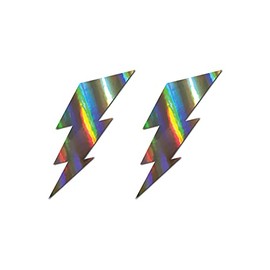 Darknalia | Lightning Bolt Car Window Decal Sticker | 5" X 3" | Silver Holographic | 2 Pack