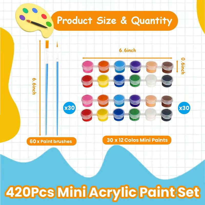 Mini Acrylic Paint Set, 30 Set Washable Paint Strips Kit