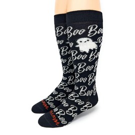 WARRIOR ALPACA SOCKS - Alpaca Wool Thick Fun Novelty/Camp Socks for Men & Women – Cozy Soft, Warm and Hypoallergenic 1-Pair (Large, Black/Grey/White Boo Ghost)