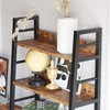 IRONCK Bookshelf with Louvered Doors, 4-Tier Ladder Shelf with Cabinet