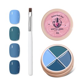 ArtiClaws 4 Colors Solid Nail Gel Set Pudding Cream Gel Nail Polish Set LED UV Solid Nail Polish with Brushes, Hokkaido