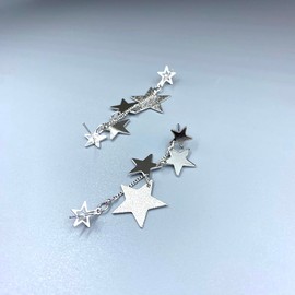 Star Long Tassel Dangle Earrings for Women Shooting Star Earrings Meteor Lucky Star Pearl Drop Earrings Jewelry (Silver Star)