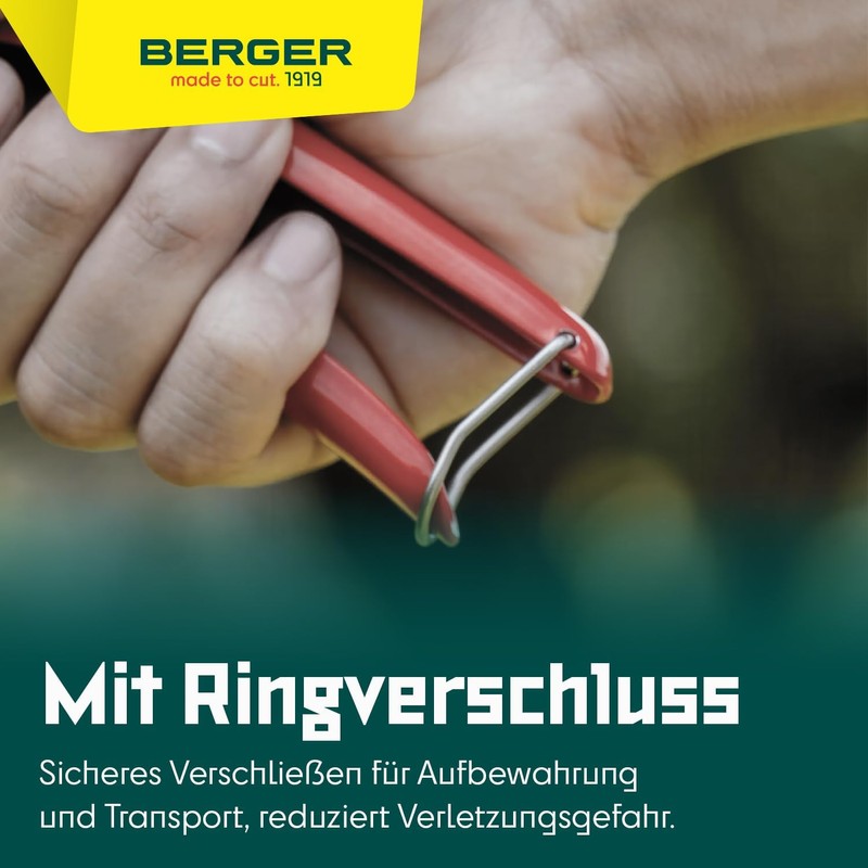 BERGER Commercial Grade Grass Shears, Self-Sharpening Steel Blades with Anti-Stick