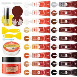 Wood Furniture Repair Kit, 18 Colors Wood Filler Putty, Hardwood Laminate Floor Repair Kit Touch Up Paint Restore Scratch, Cracks, Discoloration for Furniture, Door, Cabinet, Floor, Table Surface