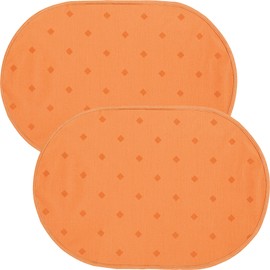 Erwin Müller Washable Place Mat Set of 2 Neuss in Diamond Design, Terracotta Size Oval 35 x 50 cm - Acrylic Sealed Fabric for Easy Wiping (Other Colours)