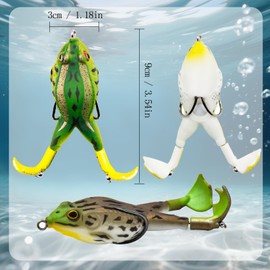 Pack of 2 Realistic Frog Bait, 9 x 3 cm, Fishing Lure, Imitation Bait, Mixed Fishing Equipment, Mixed Bait Set, Fishing Lure Props, Catfish Surface Bait, Suitable for Freshwater, Saltwater