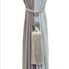 Upstore 1Pair Curtain Tassel Tiebacks Crystal Beaded Fringe Ropes Holdbacks
