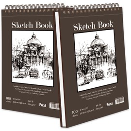 9" x 12" Sketch Book, Top Spiral Bound Sketch Pad, 2 Packs 100 Sheets Each (68lb/100gsm), Acid Free Art Sketchbook Artistic Drawing Painting Writing Paper for Kids Adults Beginners Artists