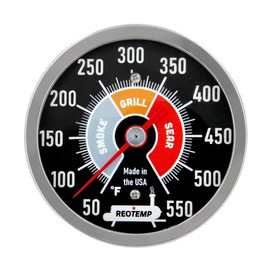 Reotemp SP3025B BBQ Smoker Pro Termómetro para parrilla de barbacoa, pozo, barril, esfera de 3 pulgadas (tallo de 2.5 pulgadas, esfera negra)