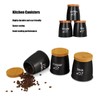 3Pcs Coffee Tea Sugar Container Set Bamboo Lid Durable Iron