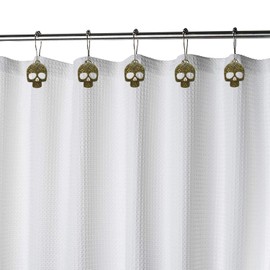 ZILucky Set of 12 Sugar Skull Shower Curtain Hooks Decorative Home Bathroom Stainless Steel Rustproof Skeletons Shower Curtain Rings Decor Accessories (Bronze)