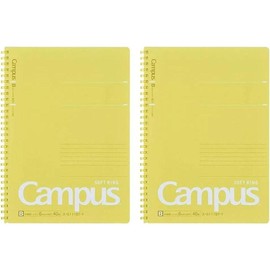 Campus Soft Ring Notebook, Semi-B5, B 6mm Dot Ruled, 34 Lines, 40 Sheets, Blue, Set of 2, Japan Import (SU-S111BT-B):_yellow_B5_B ruled (6 mm)