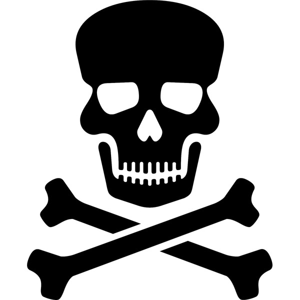 Skull and Crossbones Sticker for Car/Window/Wall (Black Gloss)