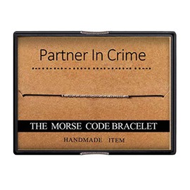 Ldurian Morse Code Bracelet, Unique Gifts for Friends, Beaded Cord Bracelet, Christmas Thanksgiving Gift, Inspirational Message Jewelry for Women, Present for Her, Partner in Crime Jewel