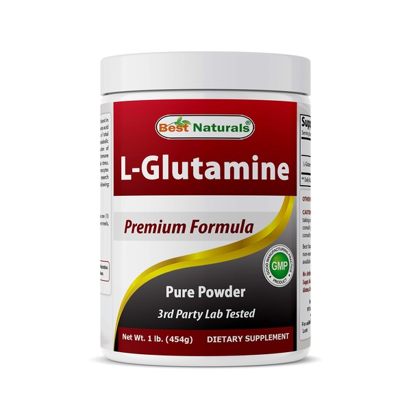 Best Naturals L-Glutamine Powder - 1 Pound - 100% Pure and Free Form - Glutamine Recovery Powder - Clinically Proven Recovery Aid for Men and Women (817716014555)
