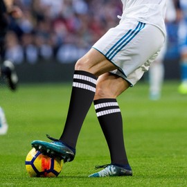 Raigoo Grip Athletic Socks,Soccer Softball Baseball Football Sport Non Slip Non Skid Socks for Adult Youth, Black+white, X-Large