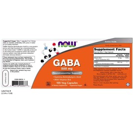 NOW Gaba 500mg, 100 Veg Capsules