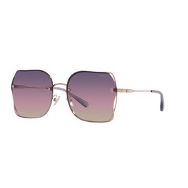 Coach HC7150D Sunglasses, Shiny Rose Gold/Purple Pink Peach Gradient, 60 mm